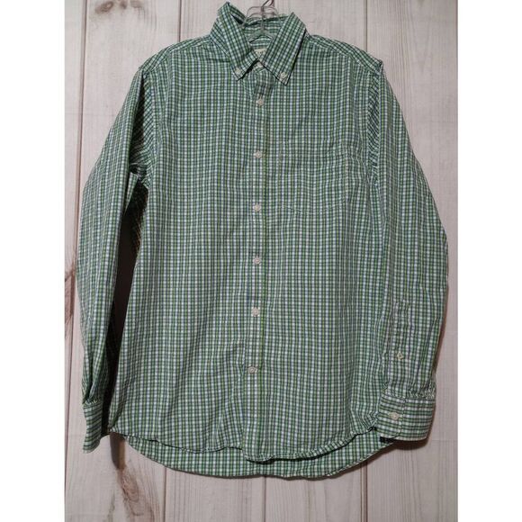 Old Navy Shirt Men's Medium Green White Check Button Front Long Sleeve - Picture 1 of 8